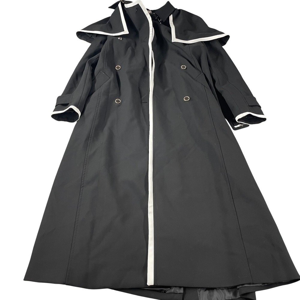 Karen Millen Tailored Contrast Tip Detail Cape Trench Midi Coat US Size 2 NEW